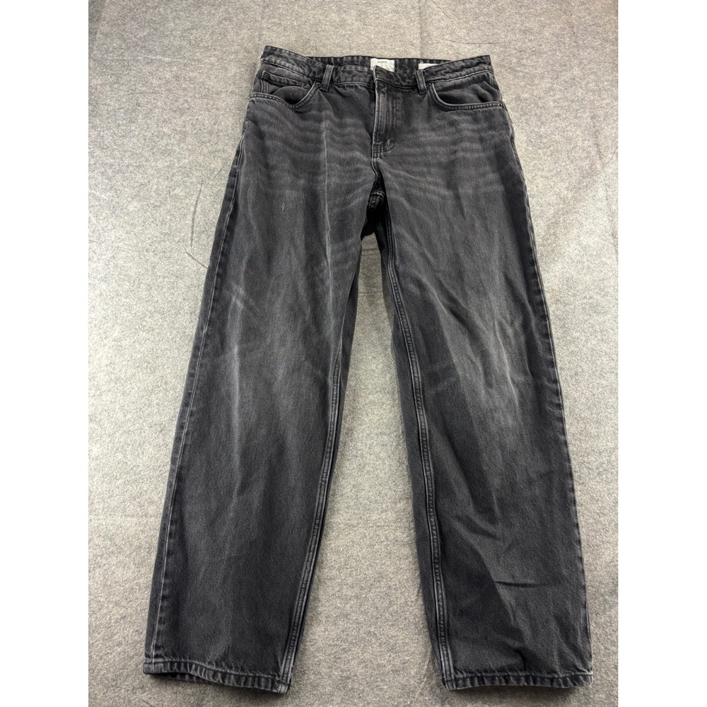Cotton On Baggy Jeans Womens 32 Washed Black Wide Leg Denim Relaxed Fit Pants
